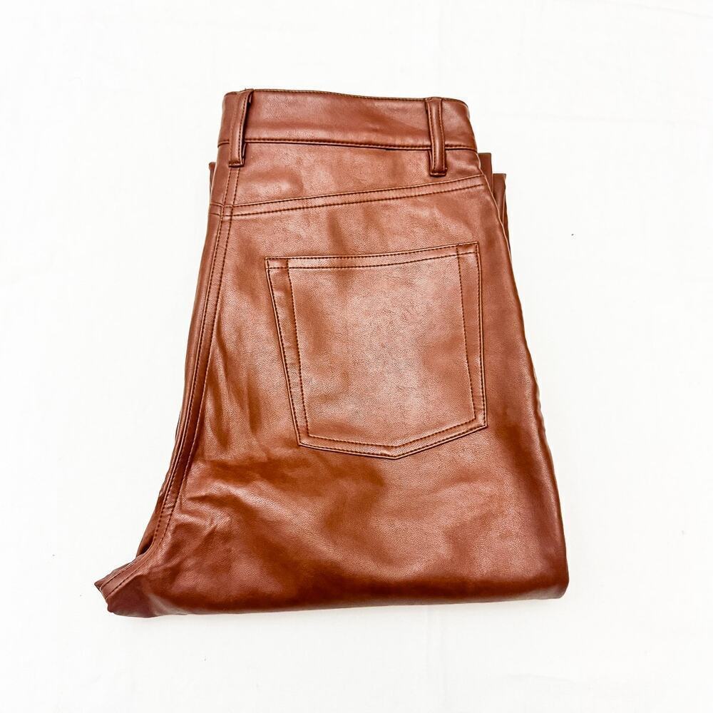 Wilfred Brown Faux Leather Zip Fly Dress Pants Straight Leg #FSL4-6940-30 Size 6